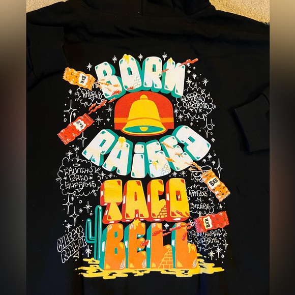SUPER RARE Taco Bell x Born Raised Black Sweatshirt Hoodie Pockets XL Live Mas - Picture 4 of 10